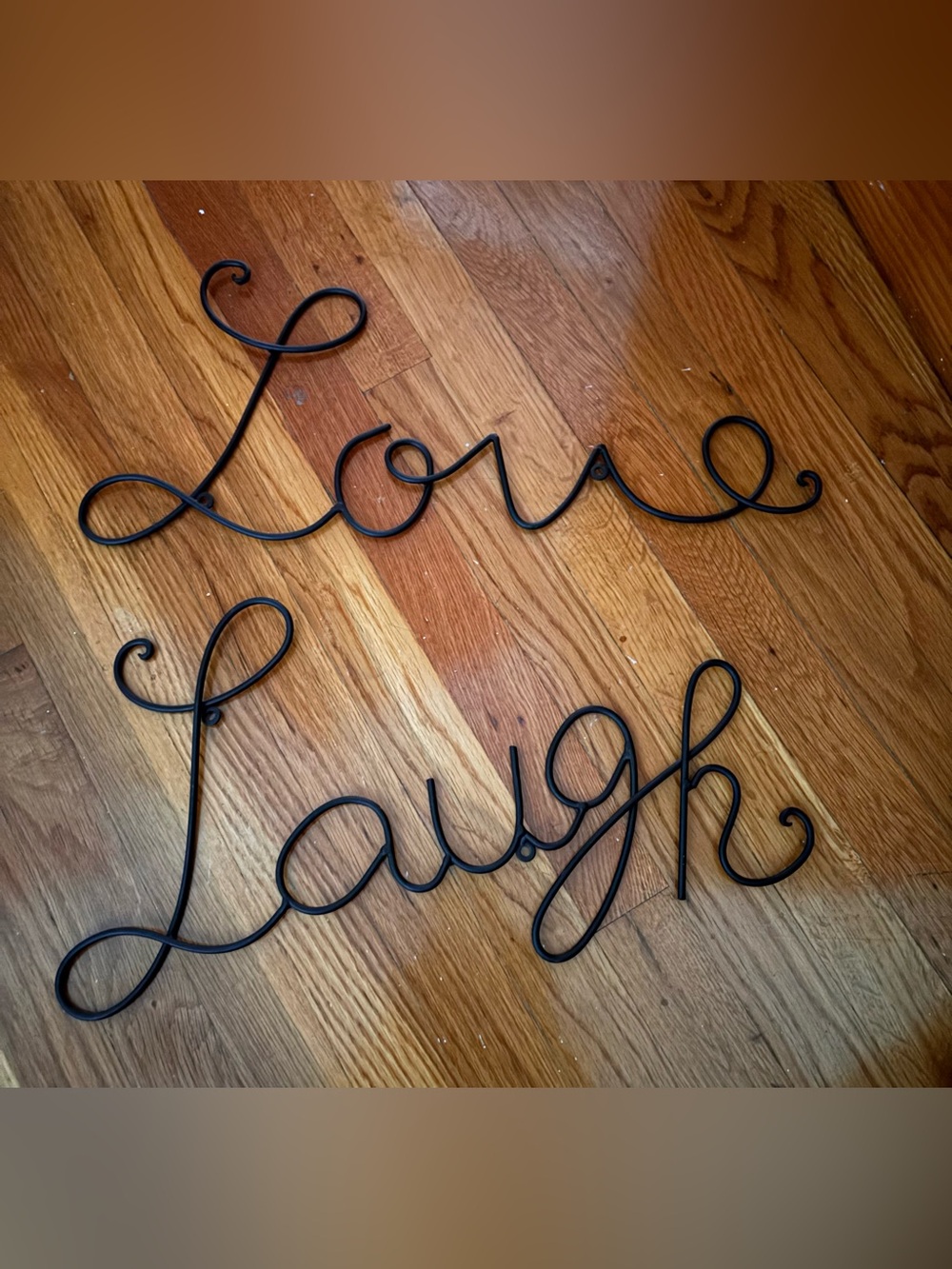 Black 'Love Laugh' Script Wall Words - Elegant Metal Home Accent